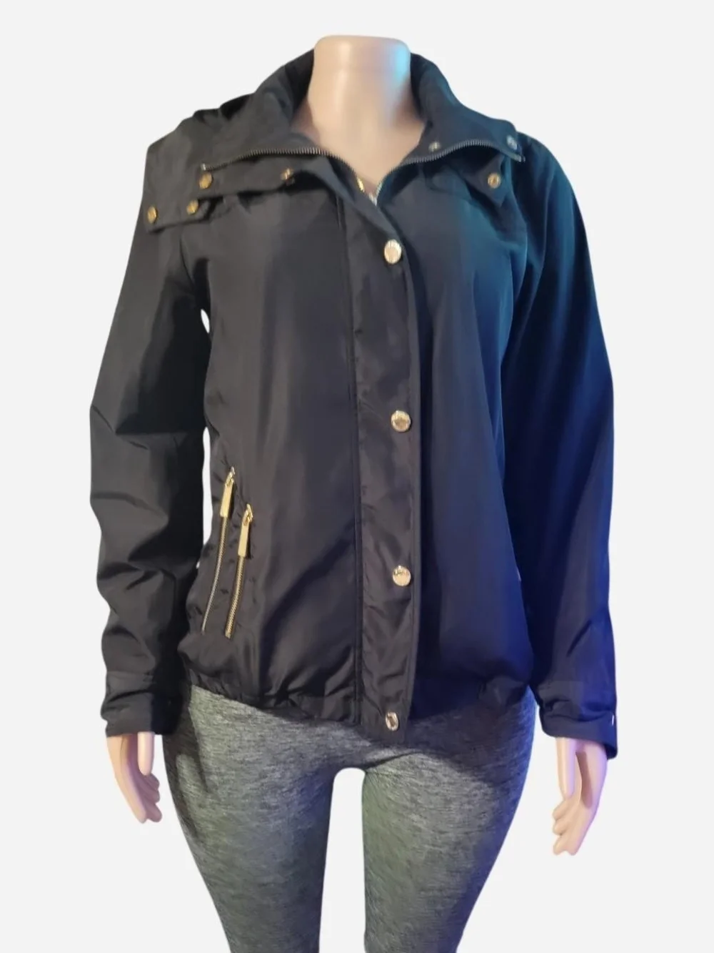 Michael Kors Black Utility Jacket with Gold Hardware